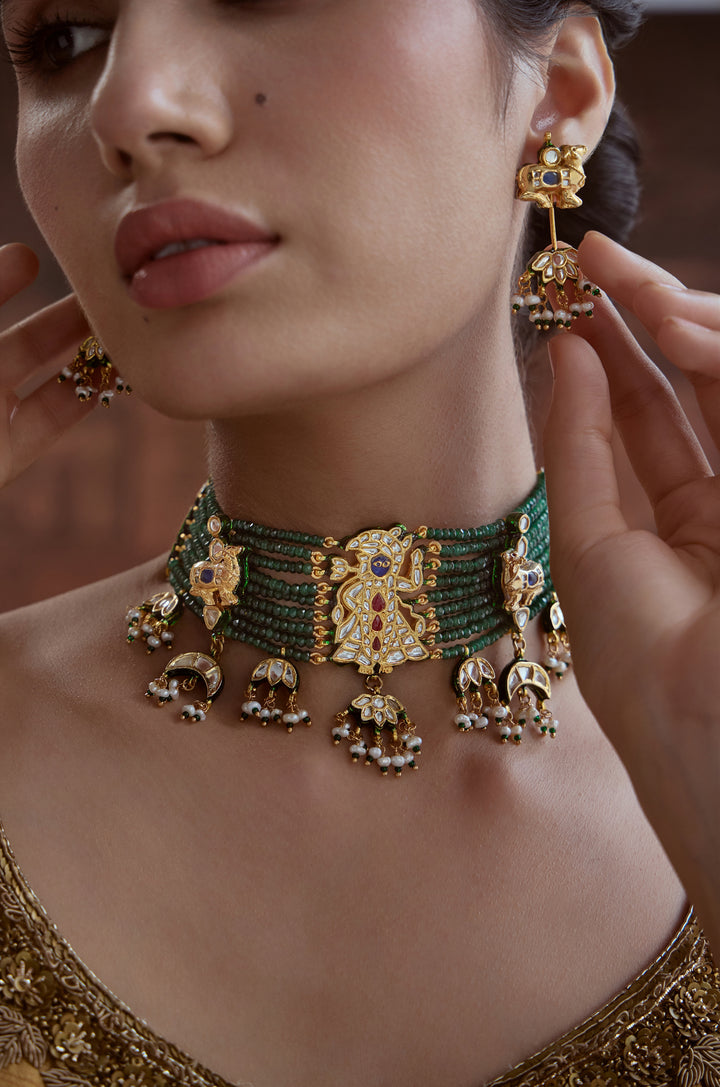 Aaradhya Green Choker Necklace Set