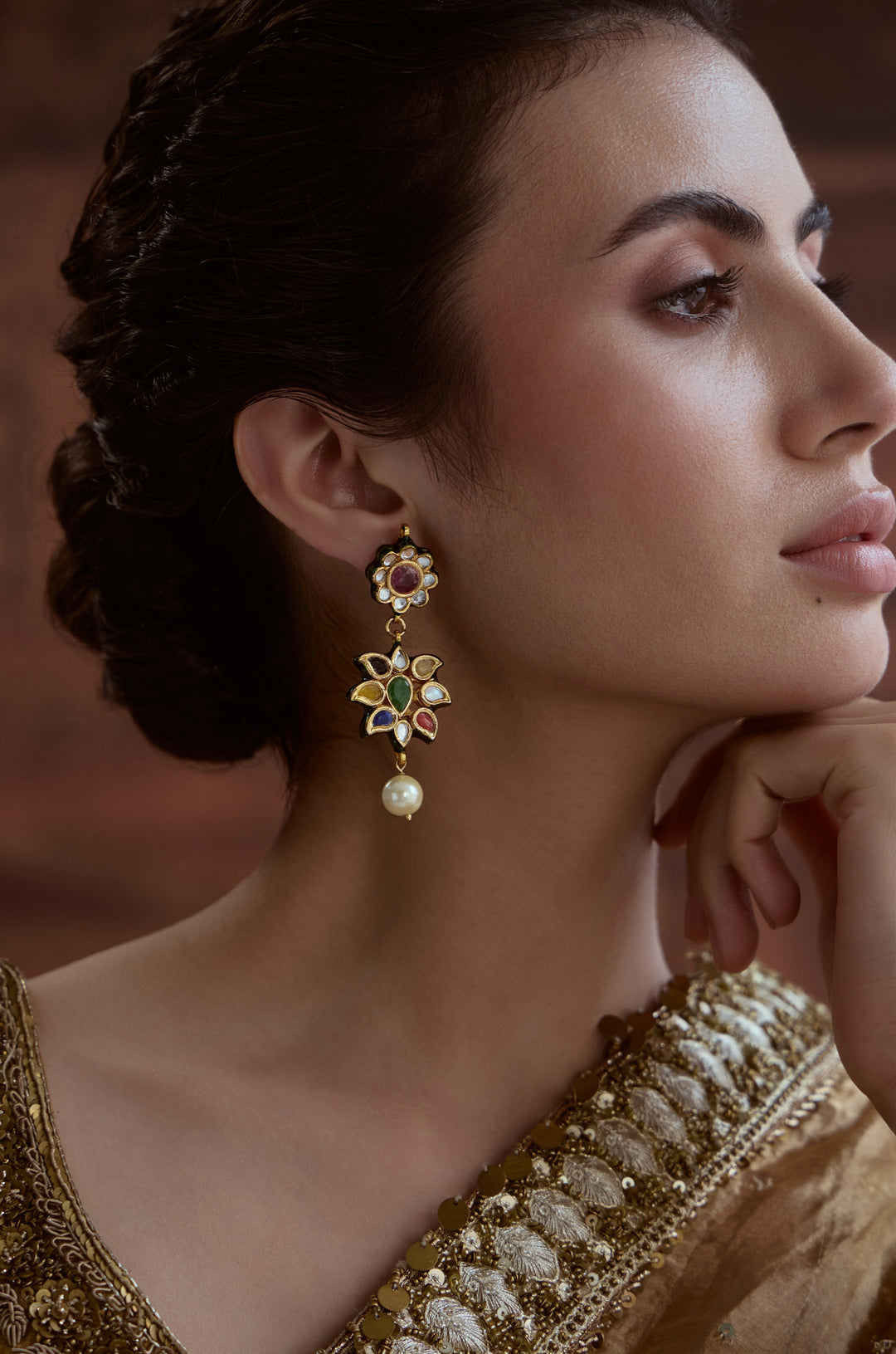 Prabhisha Navrattan Kundan Earrings