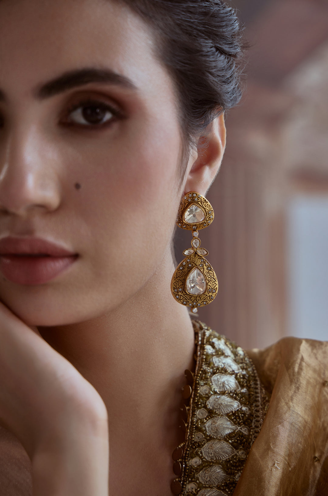 Ishira Temple Polki Earrings