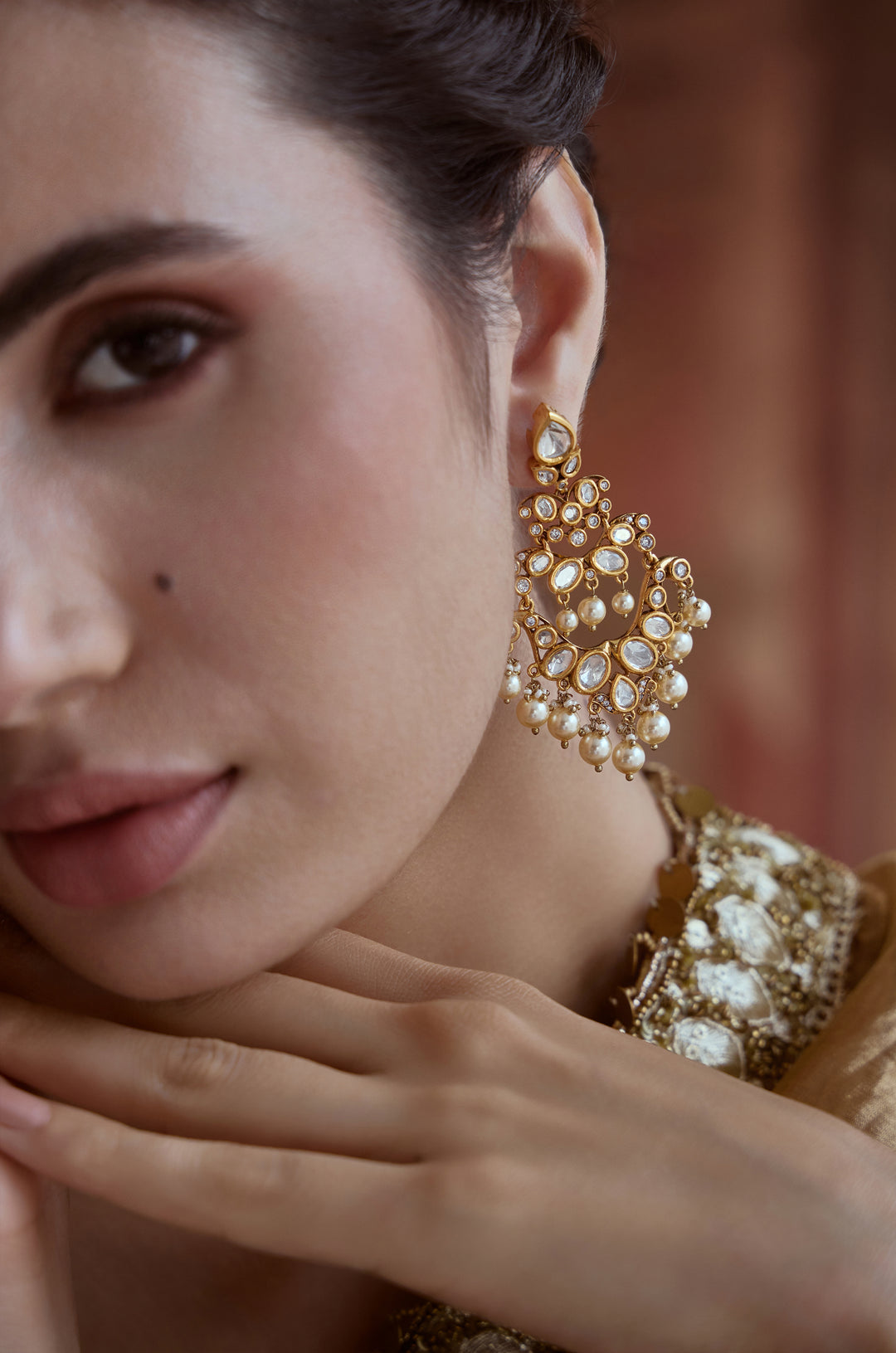 Aarzel Polki Chandbali Earrings