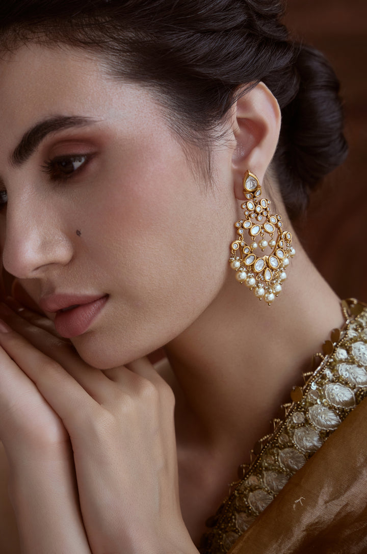 Aarzel Polki Chandbali Earrings