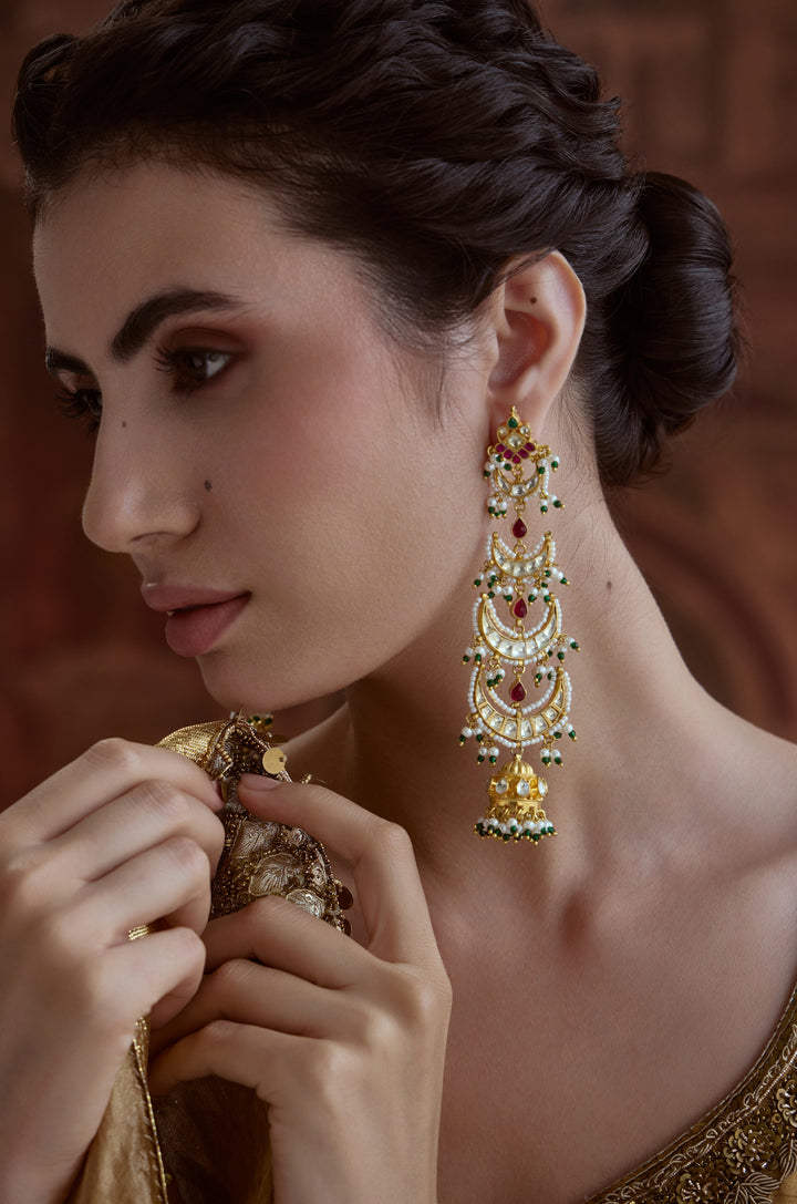 Jispa Kundan Jhumka Earrings