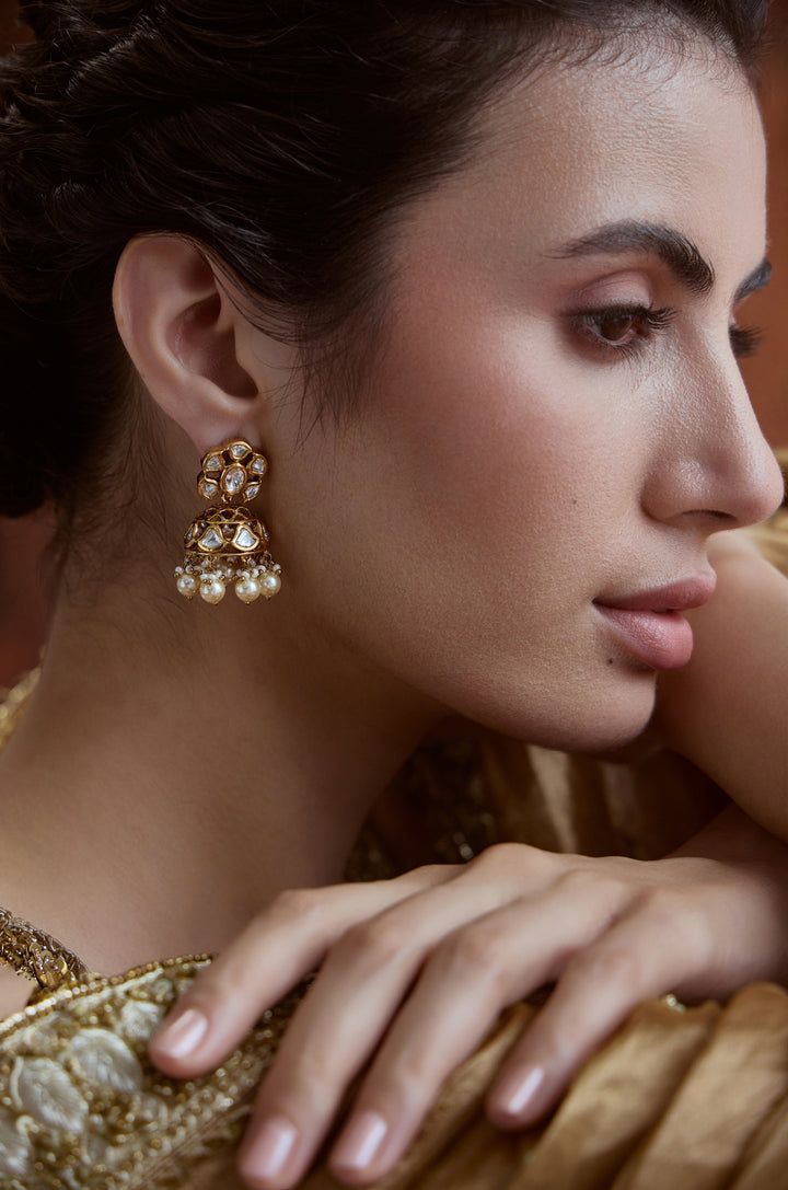 Gulnaar Polki Statement Jhumka Earrings