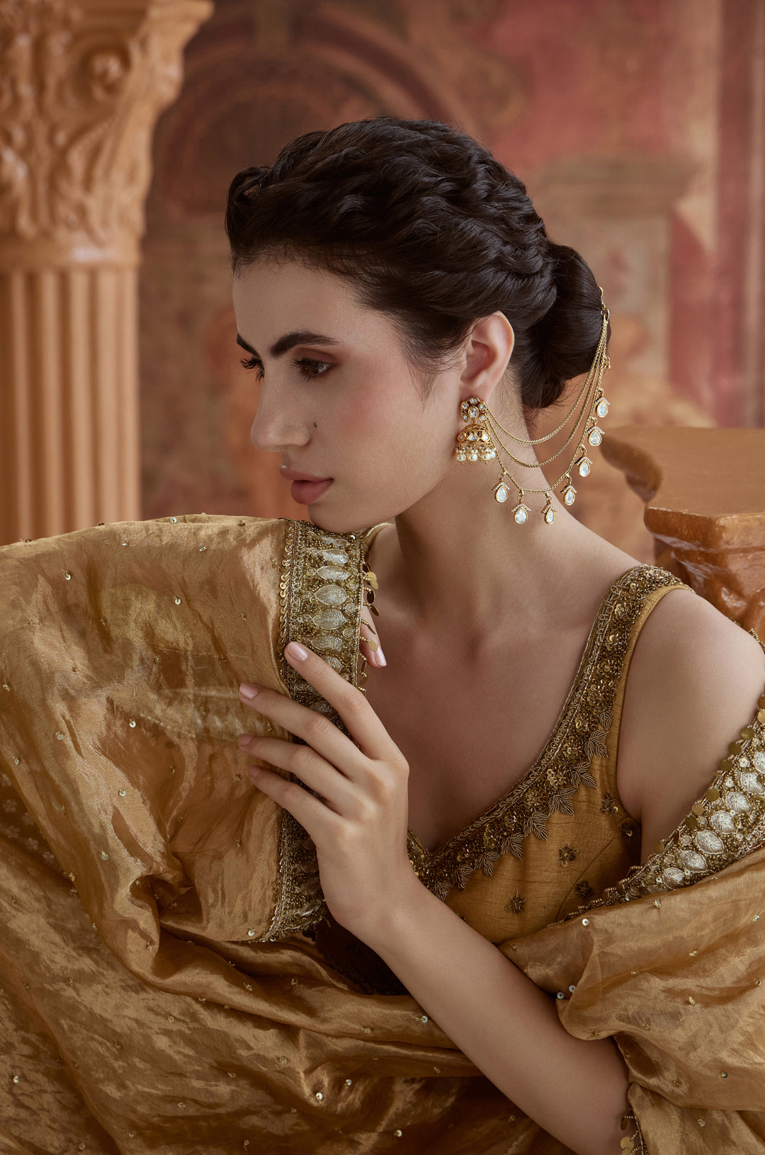 Gulnaar Polki Statement Jhumka Earrings