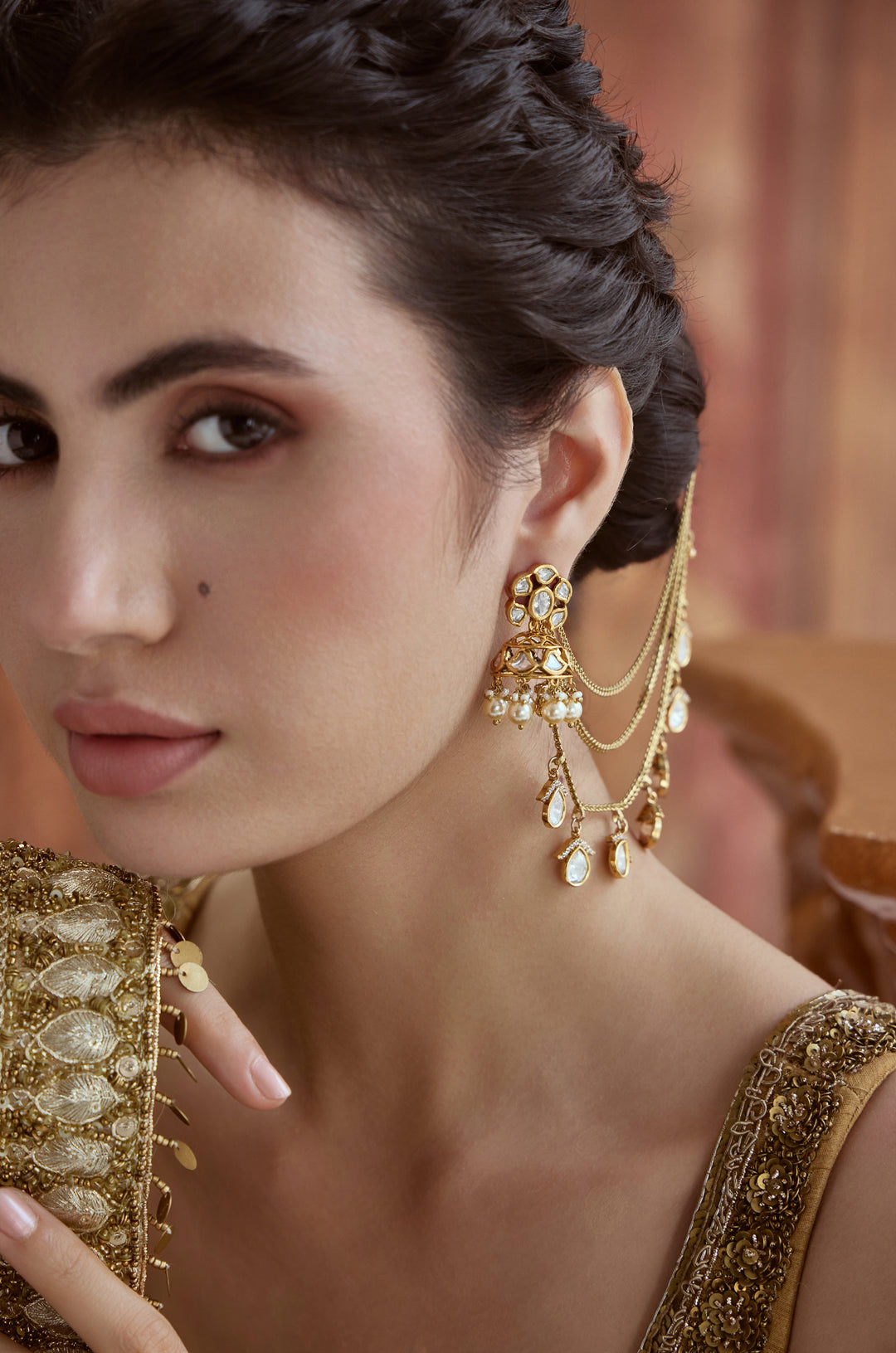 Gulnaar Polki Statement Jhumka Earrings