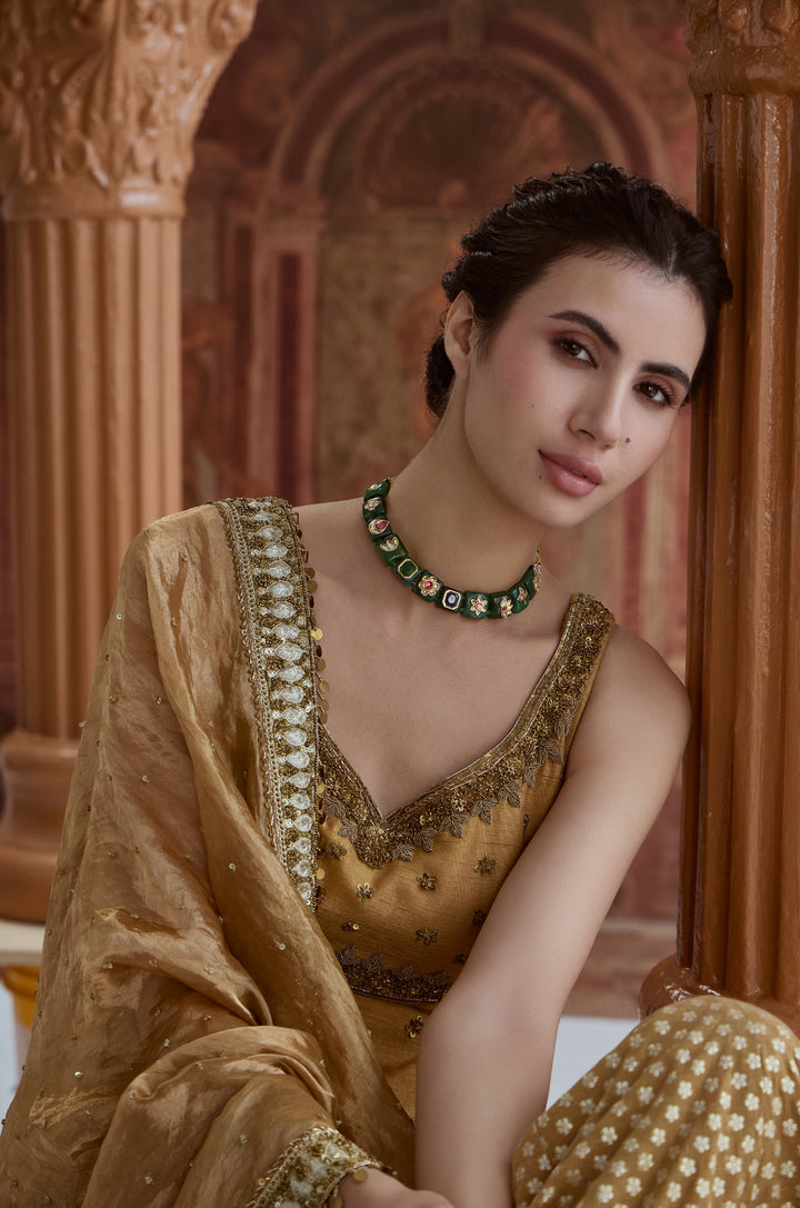 Rukhsar Green Kundan Necklace