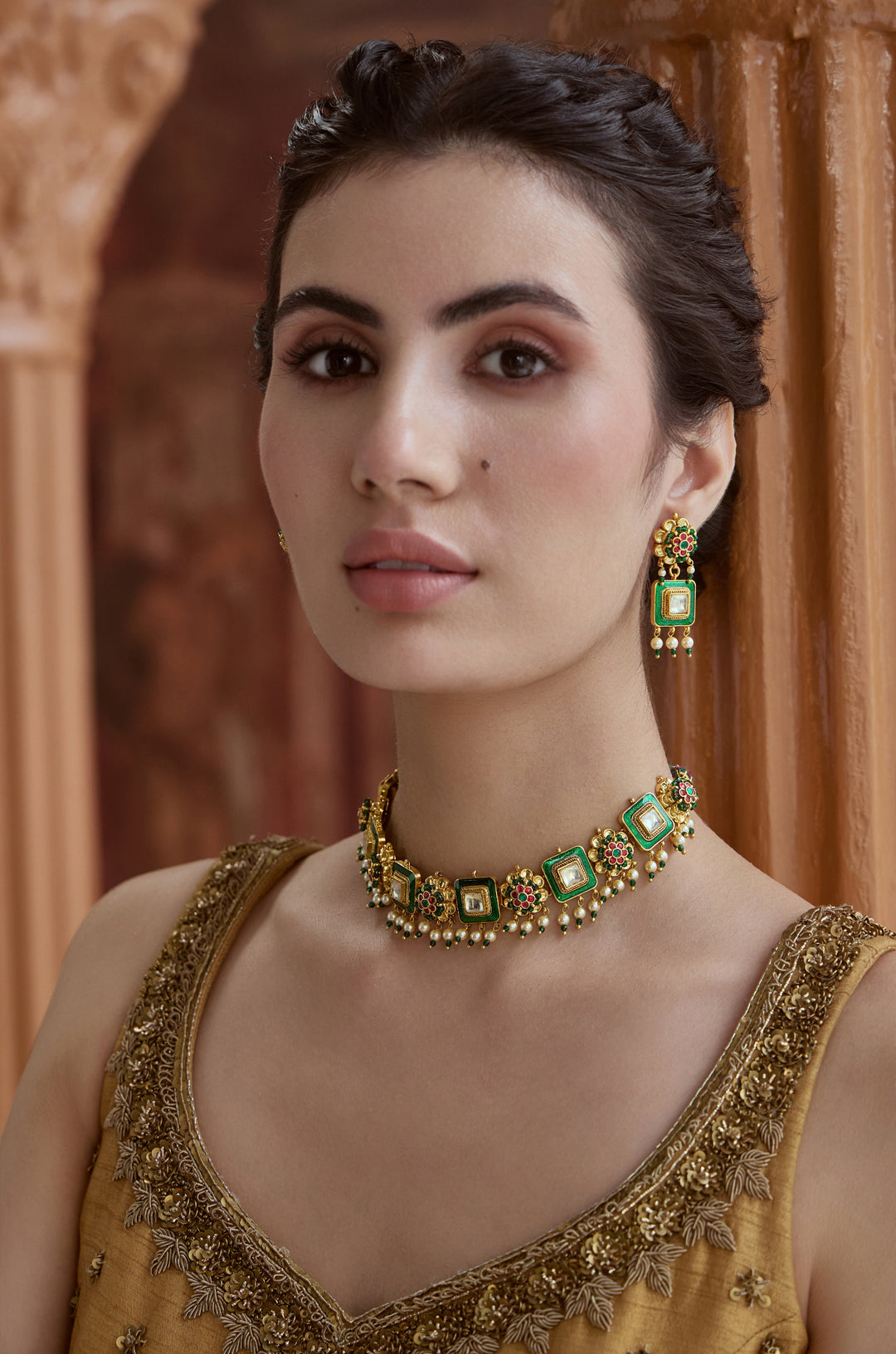 Chaaya Green Polki Necklace Set