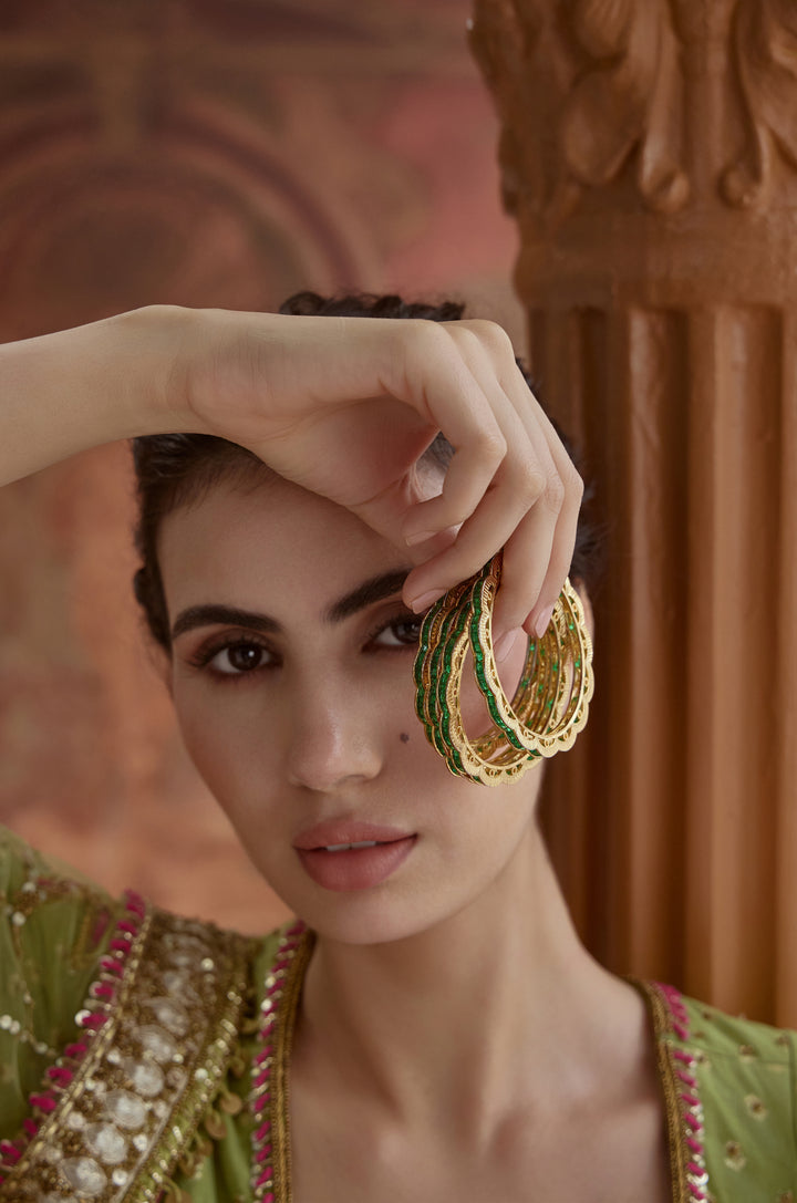 Iravati Green Bangles - Set of 4