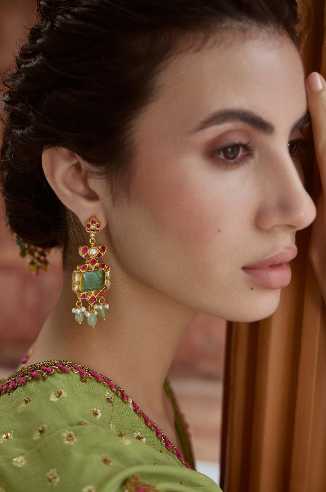 Vanika Mint Kundan Earrings