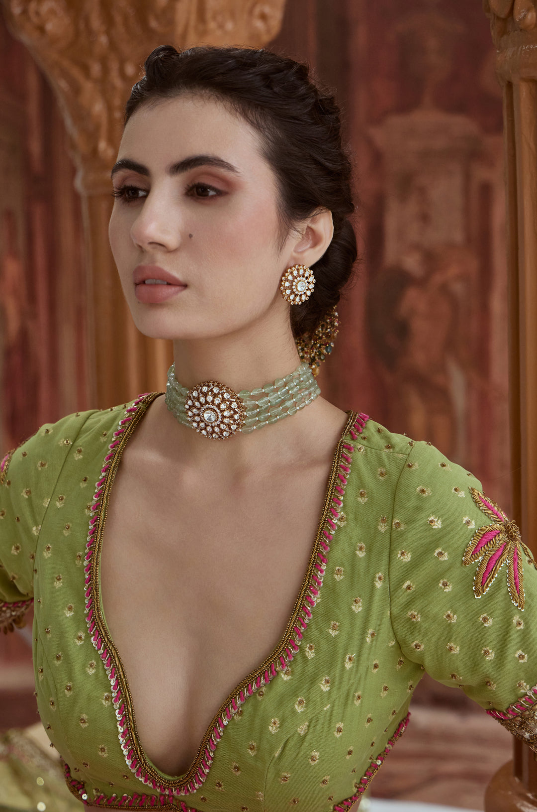 Devanshi Floral Polki Choker Necklace Set