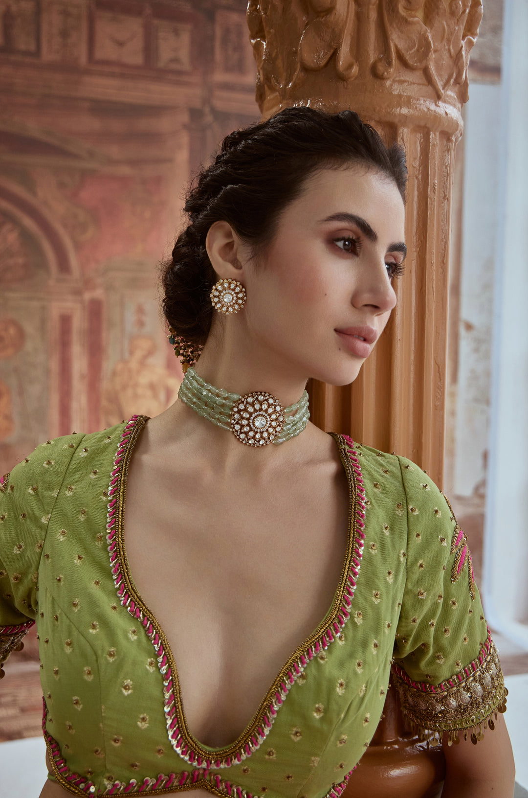 Devanshi Floral Polki Choker Necklace Set