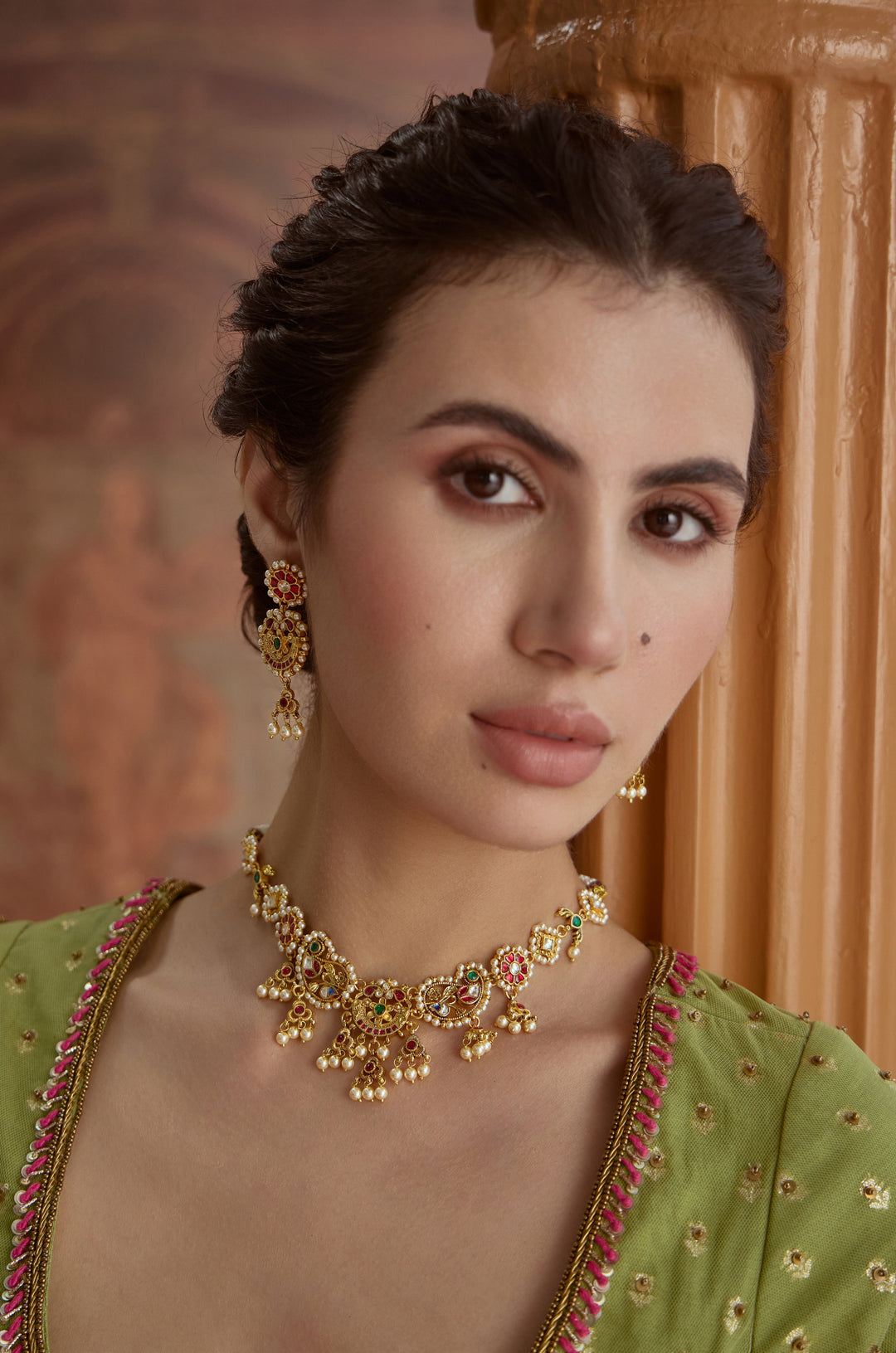 Zarmina Red Kundan Necklace Set