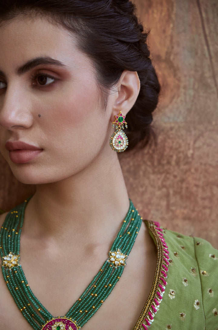 Mehera Green Kundan Necklace Set