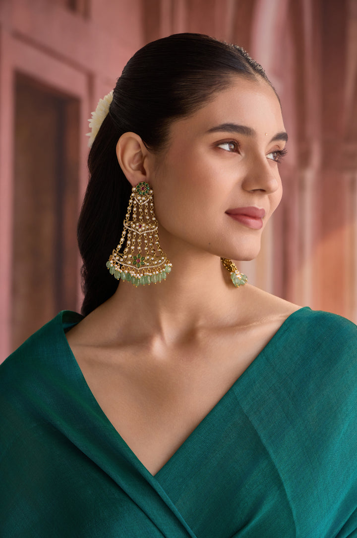 Sabira Mint Kundan Chaandbali Earrings