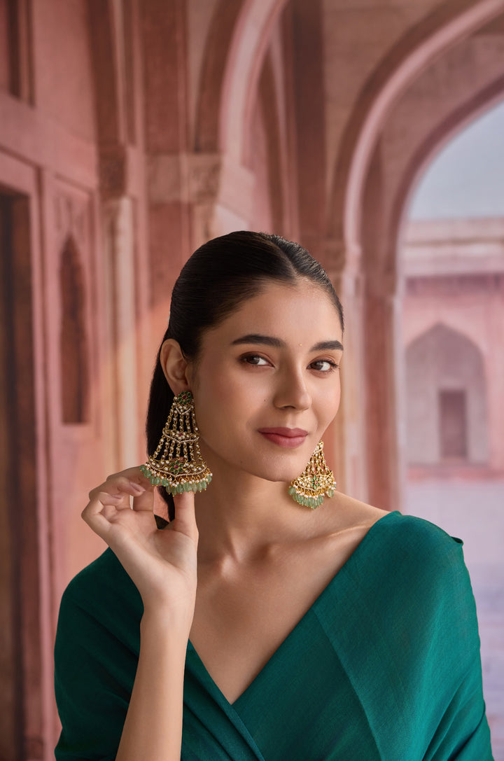 Sabira Mint Kundan Chaandbali Earrings