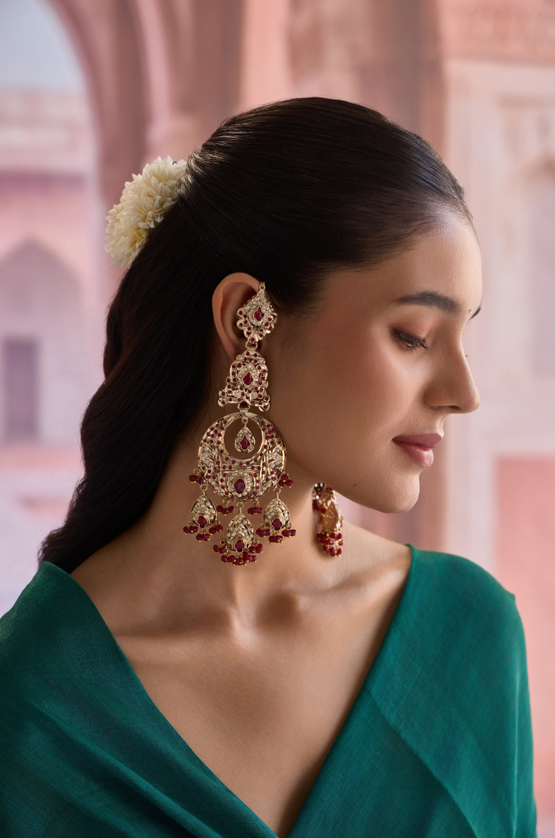 Khushi Red Jadau Earrings