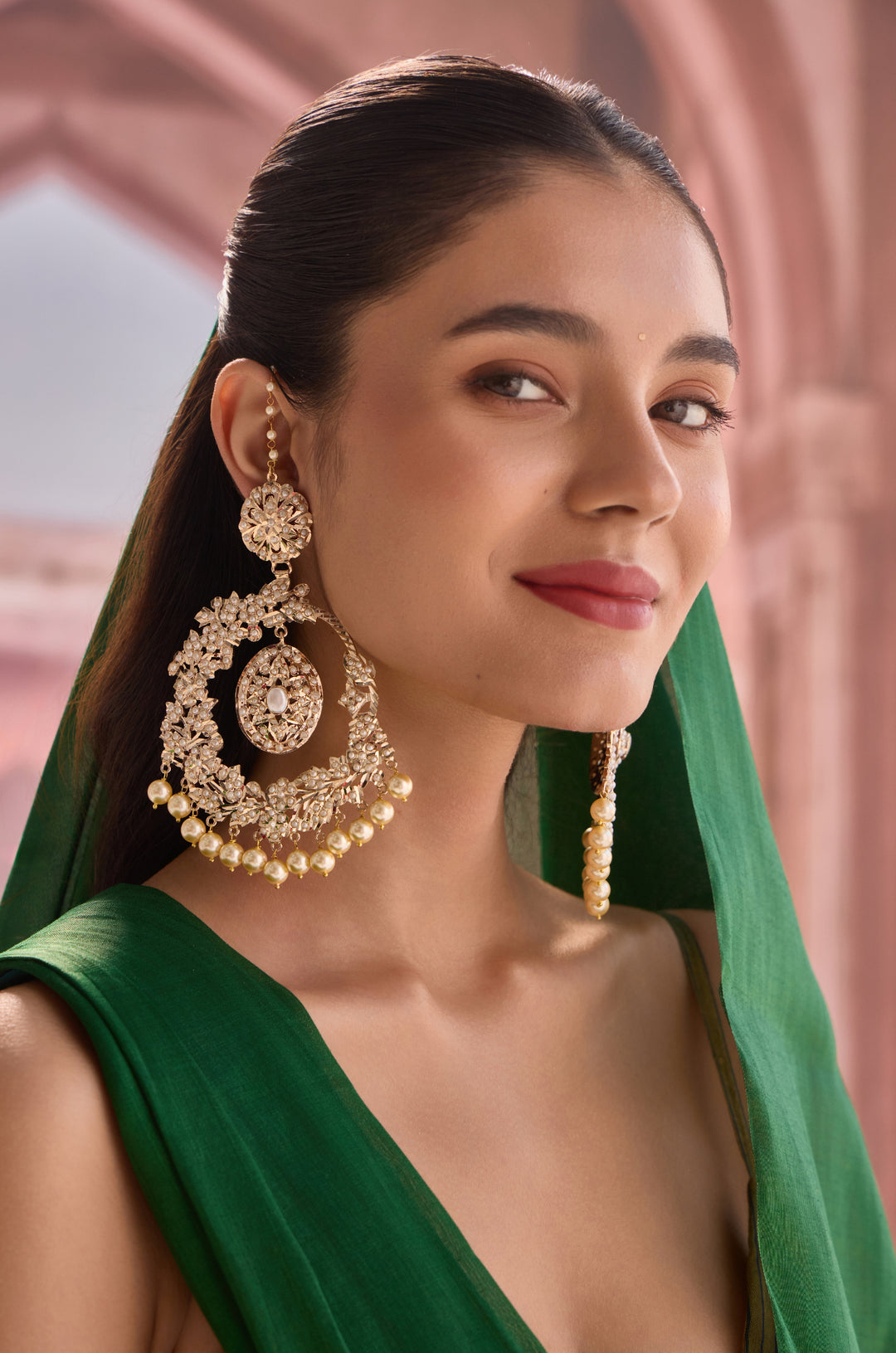 Ishi Pearls Jadau Chandbali Earrings