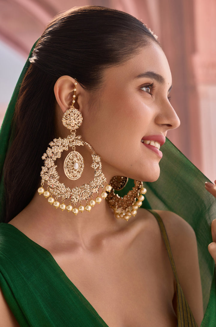 Ishi Pearls Jadau Chandbali Earrings