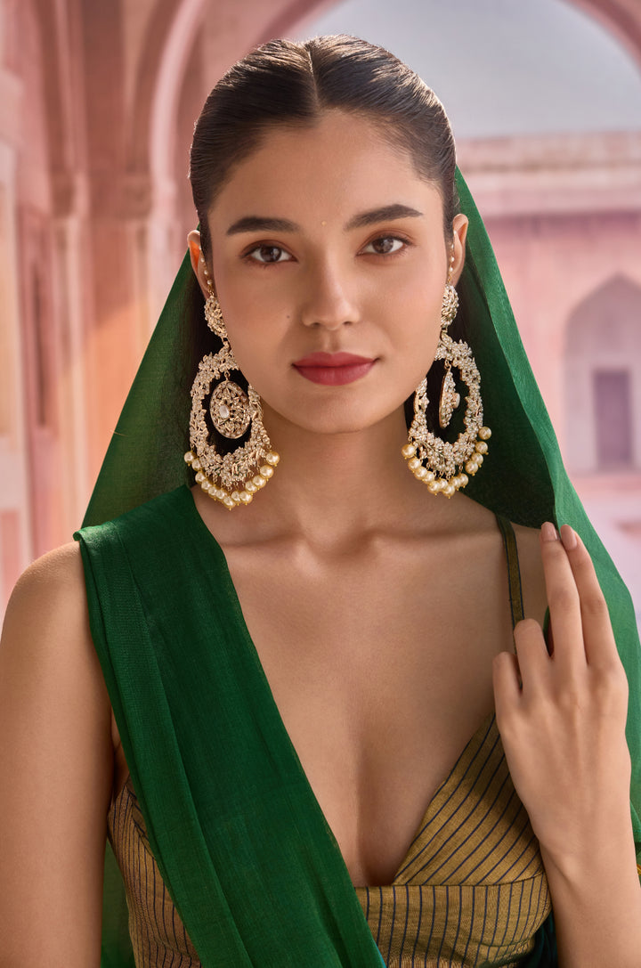 Ishi Pearls Jadau Chandbali Earrings