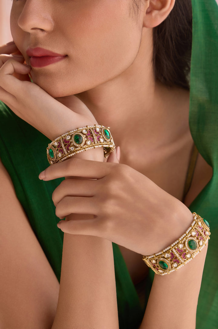 Dareez Multicolored Polki Bangles - Set of 2