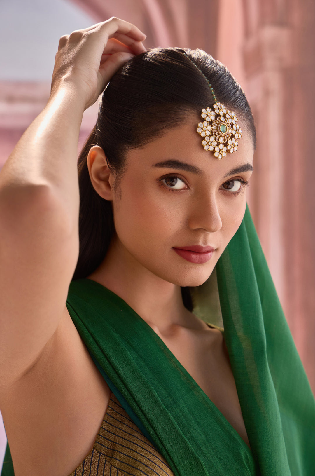Anvi Mint Polki Maangtikka