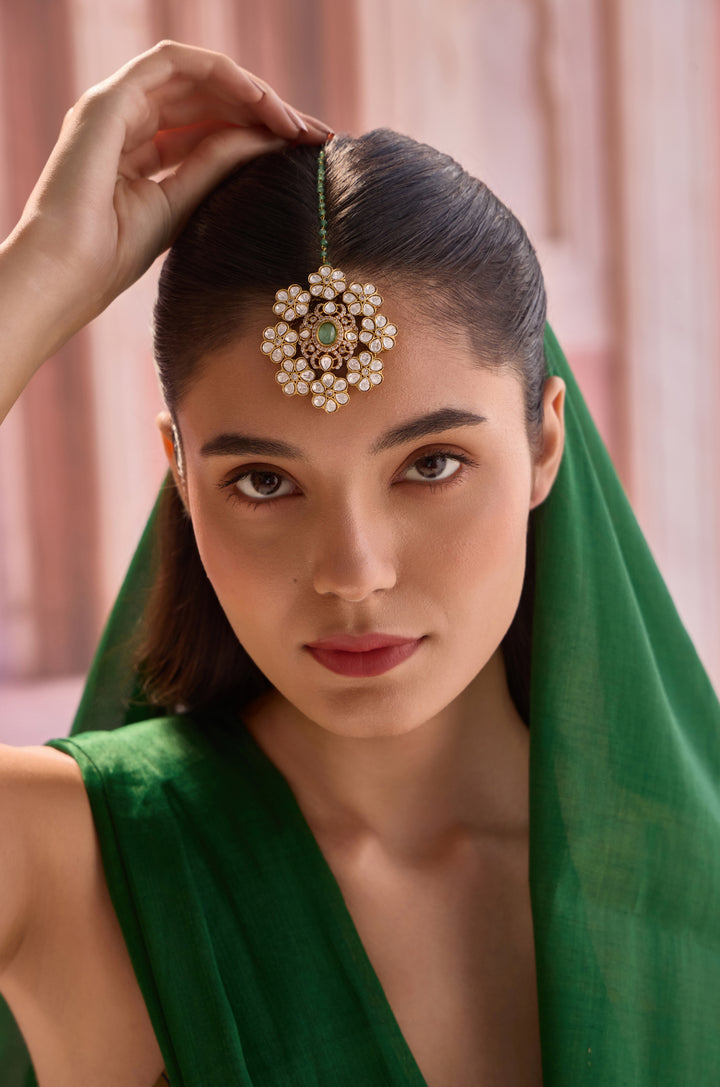 Anvi Mint Polki Maangtikka