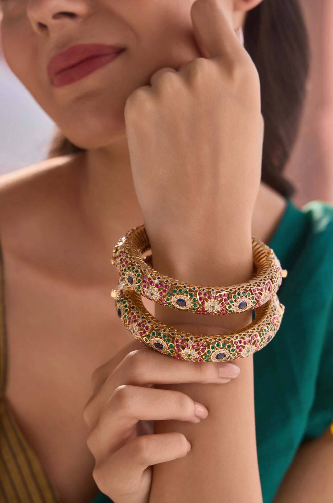 Silvi Multicolored Jadau Bangle