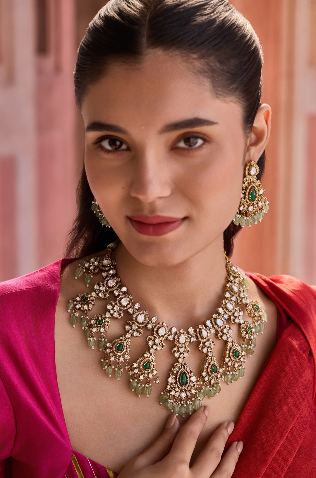 Kani Mint Polki Necklace Set