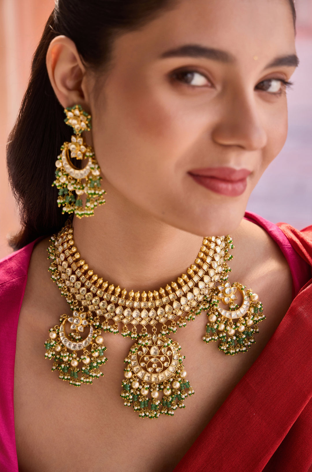 Effat Mint Kundan Necklace Set