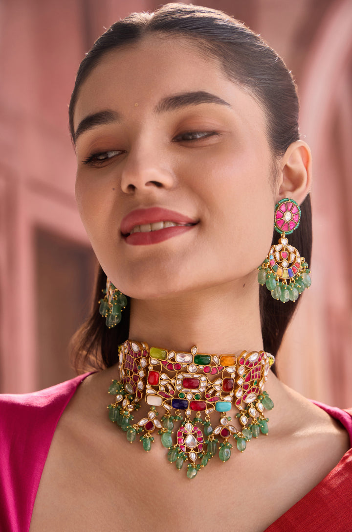 Ketaki Navrattan Kundan Necklace Set