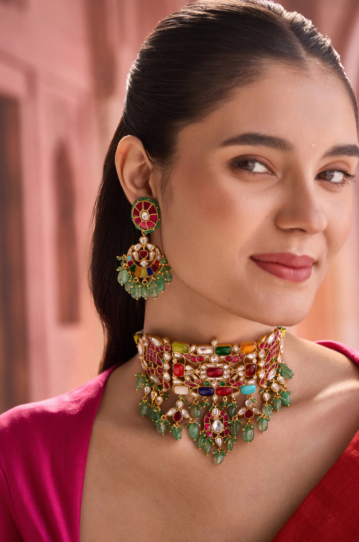 Ketaki Navrattan Kundan Necklace Set