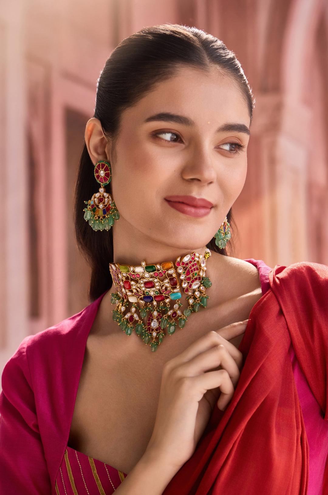 Ketaki Navrattan Kundan Necklace Set