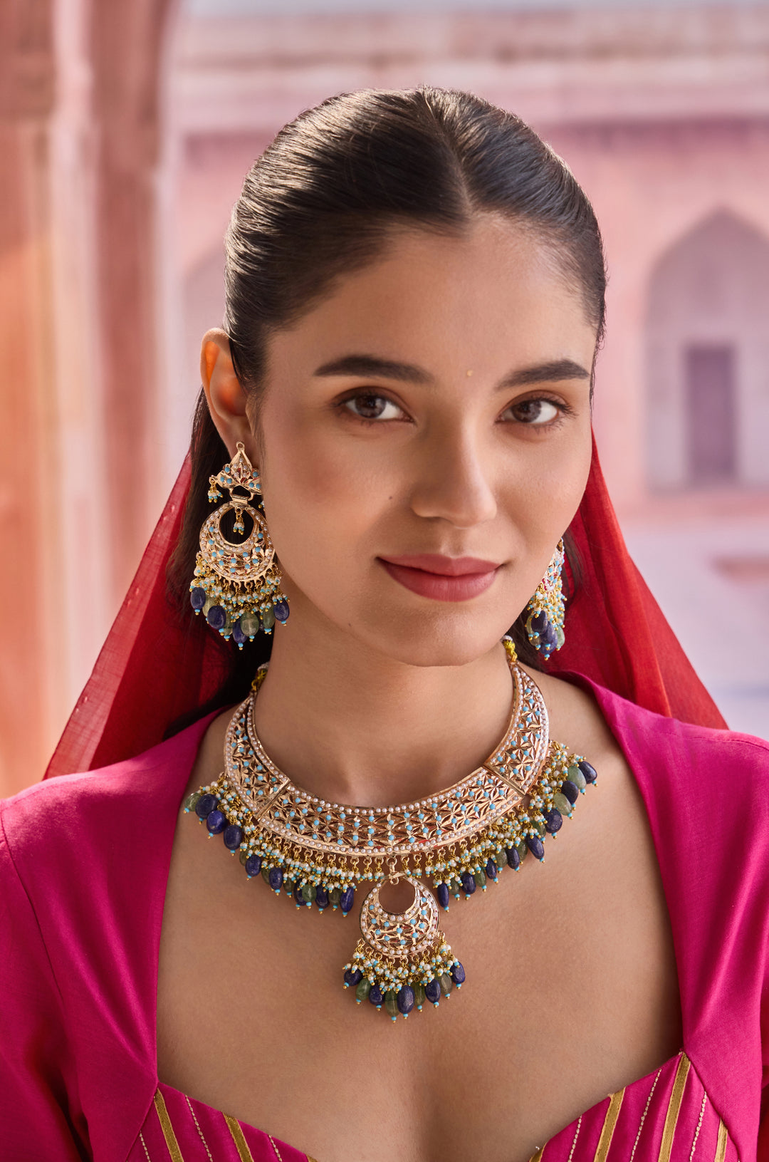 Katha Multicolored Jadau Necklace Set