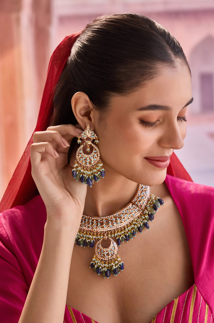 Katha Multicolored Jadau Necklace Set