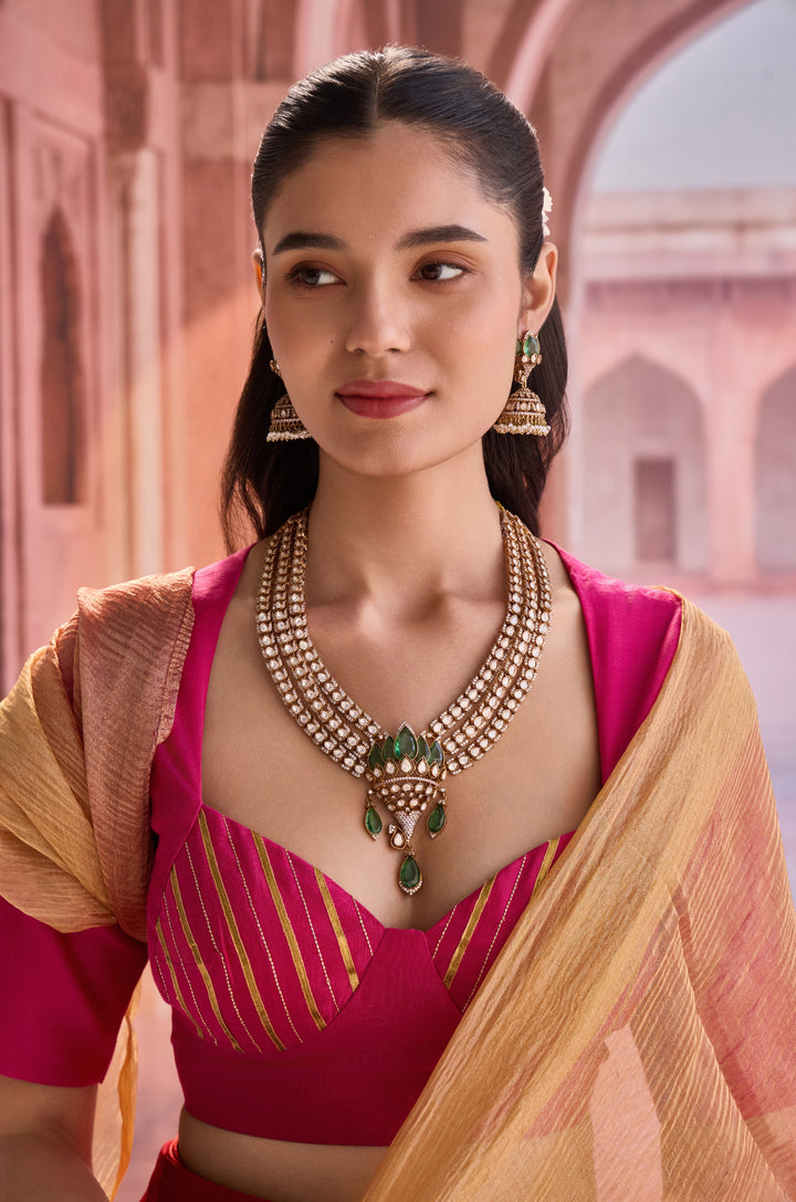 Archa Green Polki Necklace Set