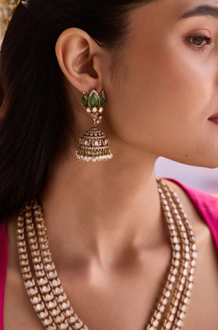 Archa Green Polki Necklace Set
