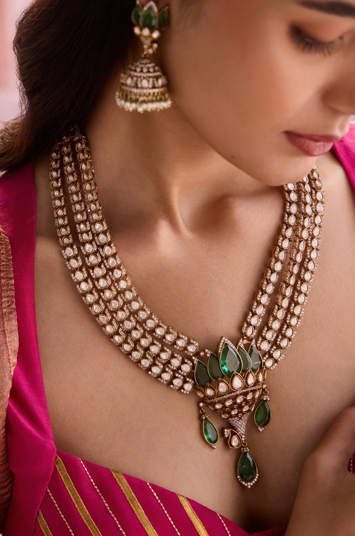 Archa Green Polki Necklace Set