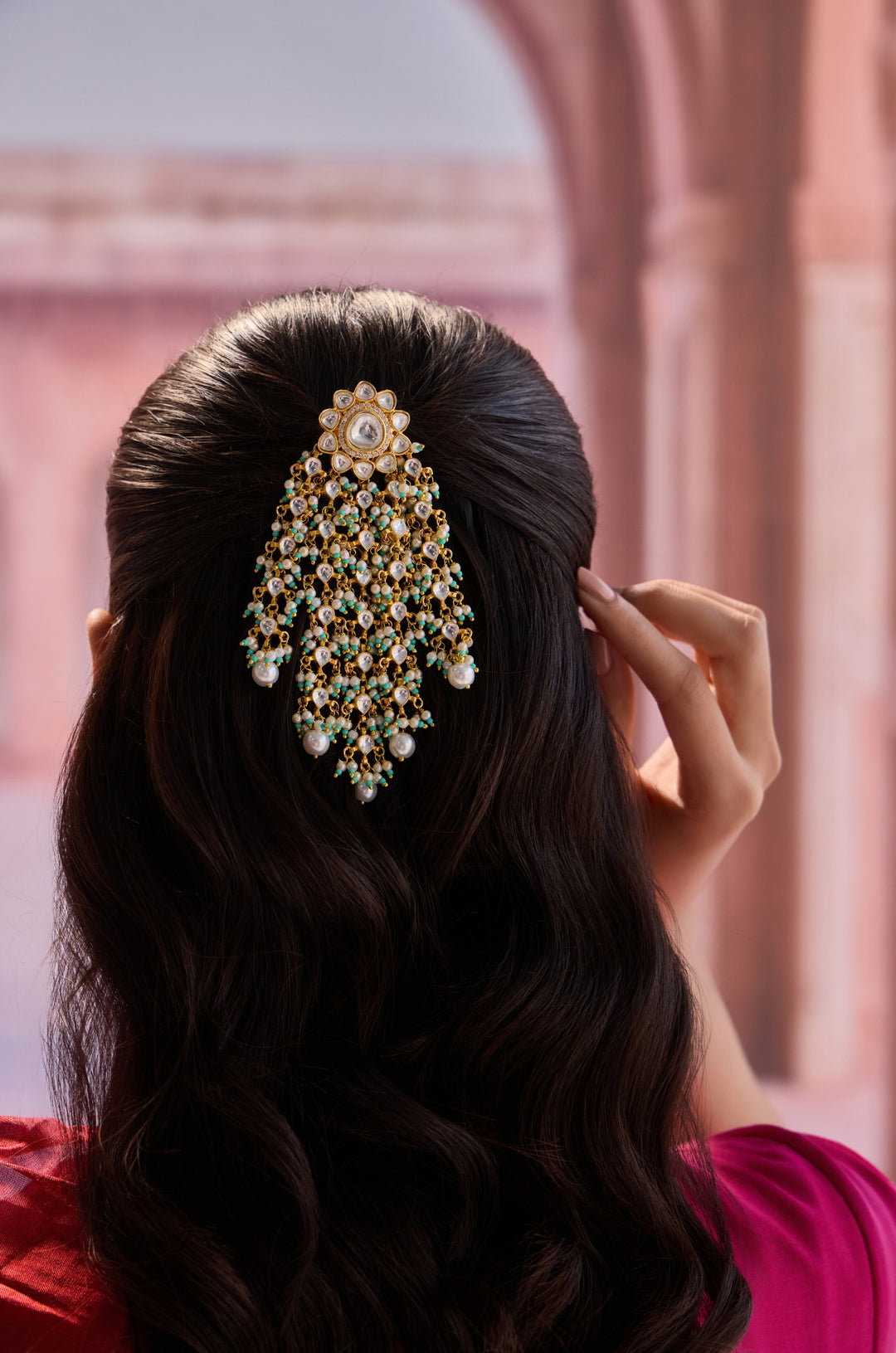 Ovi Kundan Braid Pin