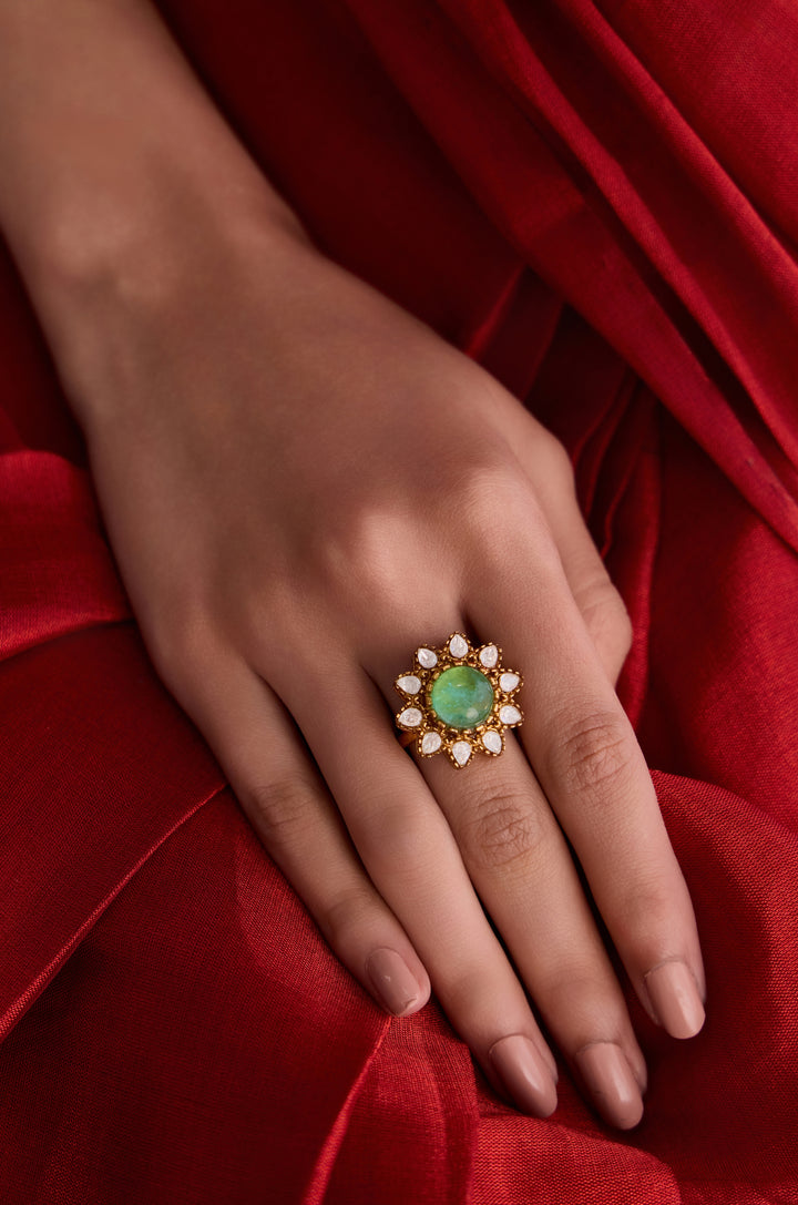 Ziva Mint Polki Ring