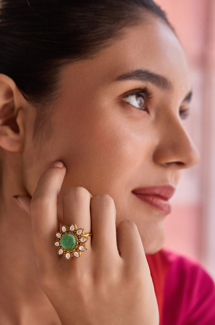 Ziva Mint Polki Ring