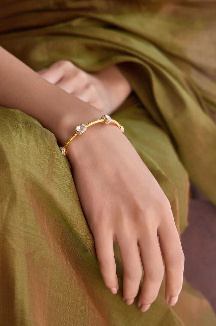 Ifza Polki Silver Bangle