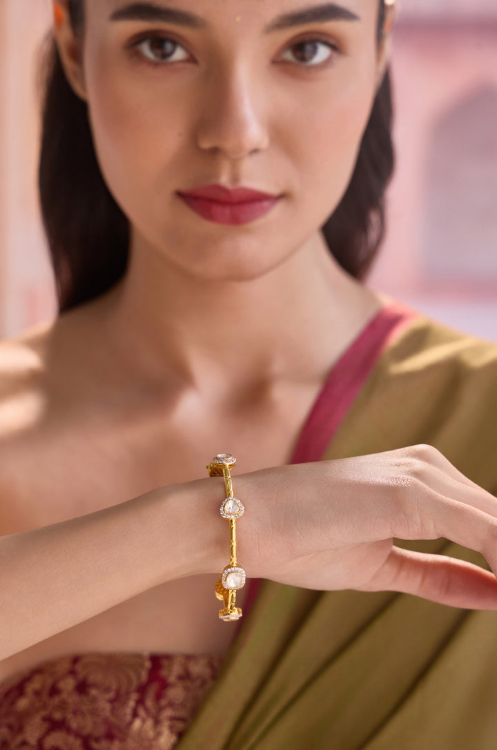 Ifza Polki Silver Bangle