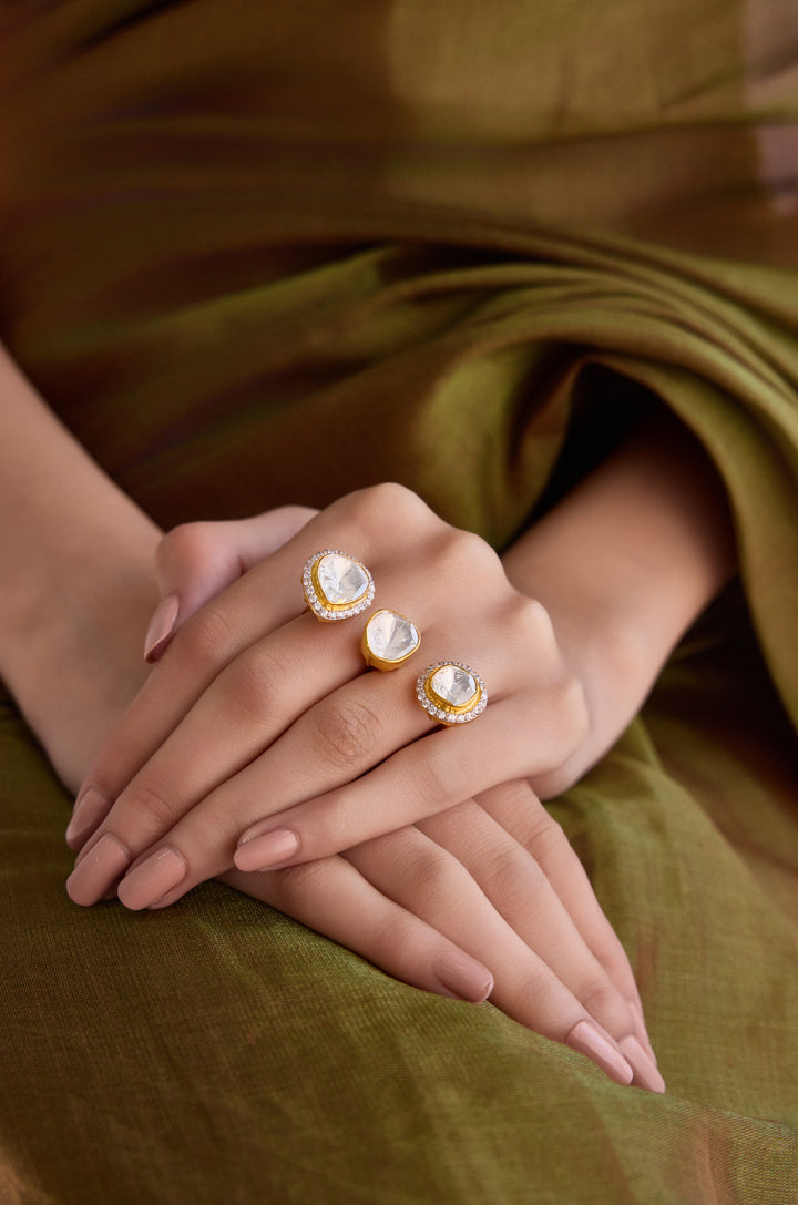 Gia Silver Polki Ring