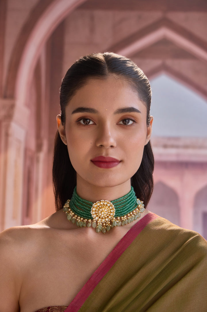 Tasva Green Kundan Choker Necklace
