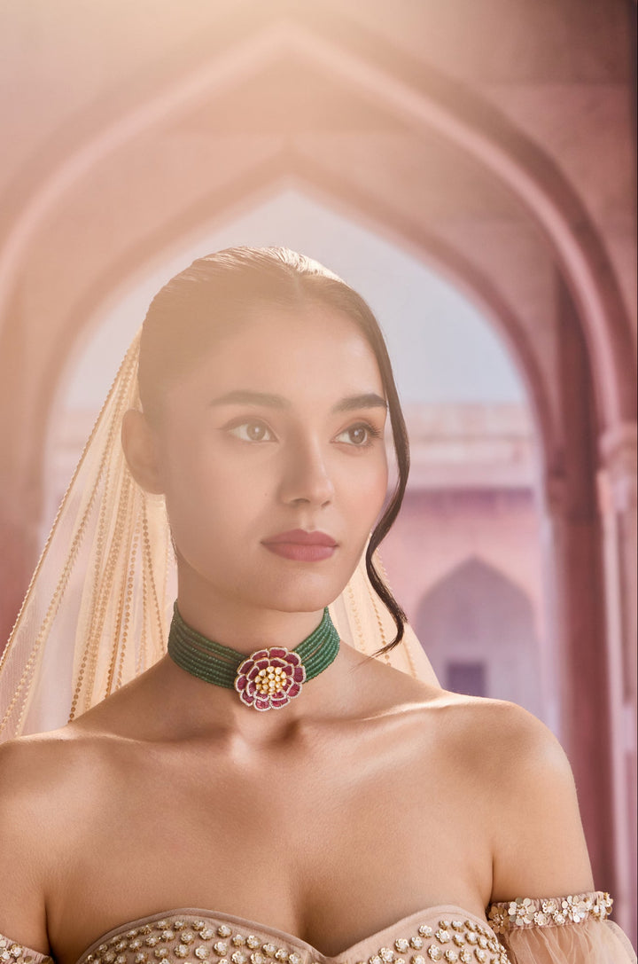 Rosette Fine Silver Choker Necklace