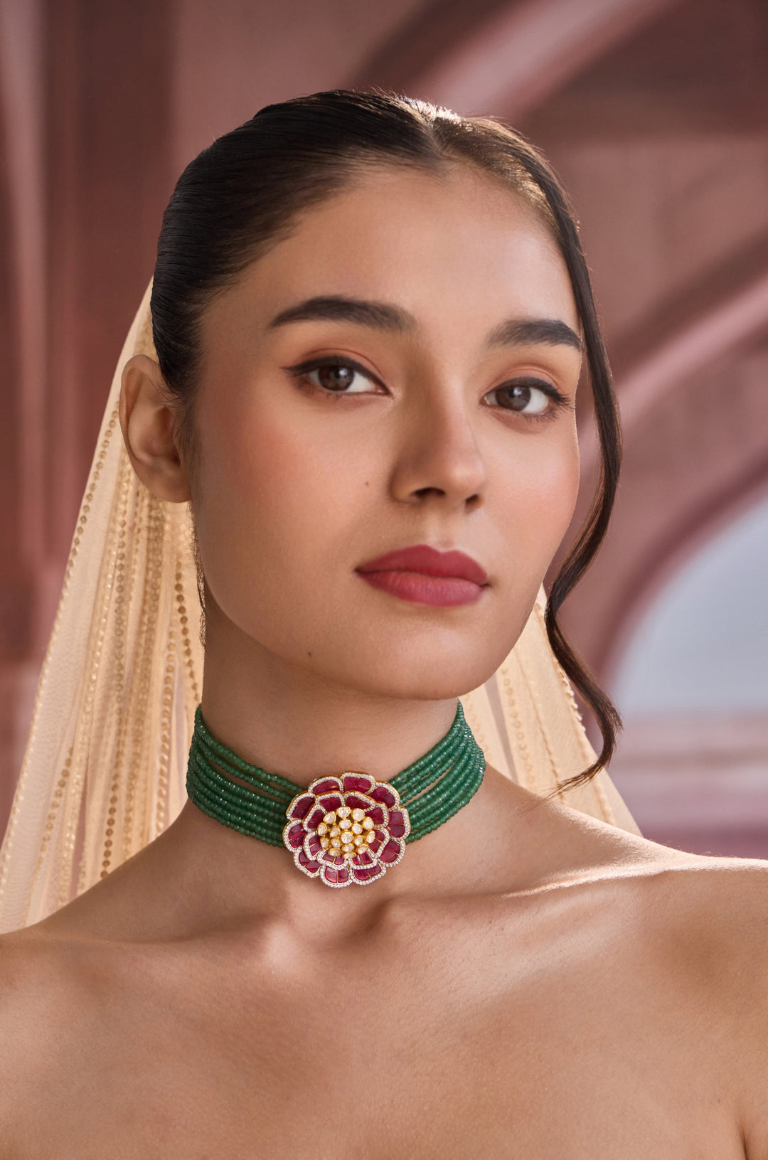 Rosette Fine Silver Choker Necklace