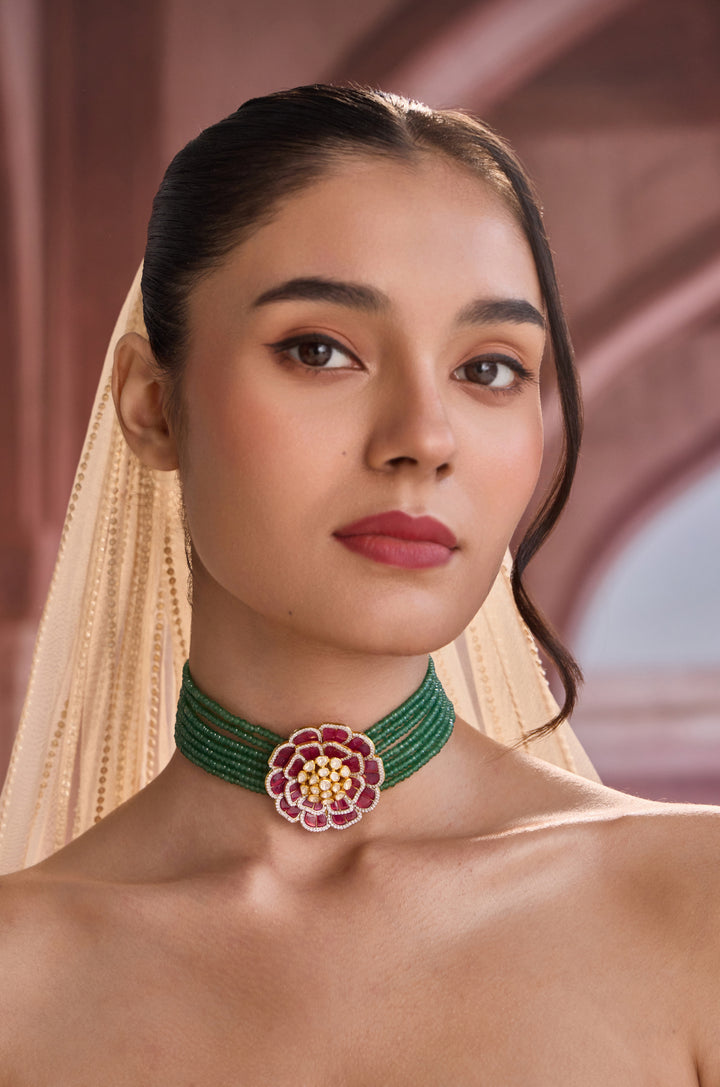 Rosette Fine Silver Choker Necklace