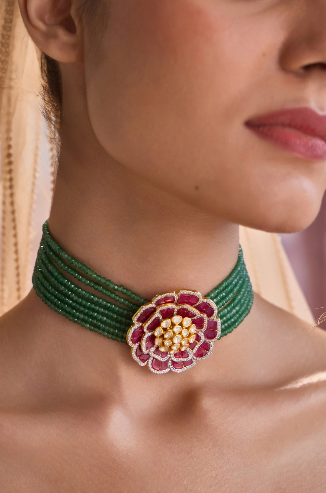 Rosette Fine Silver Choker Necklace