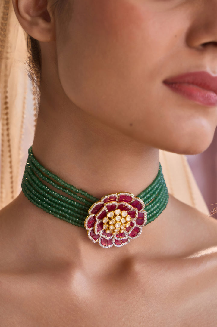 Rosette Fine Silver Choker Necklace