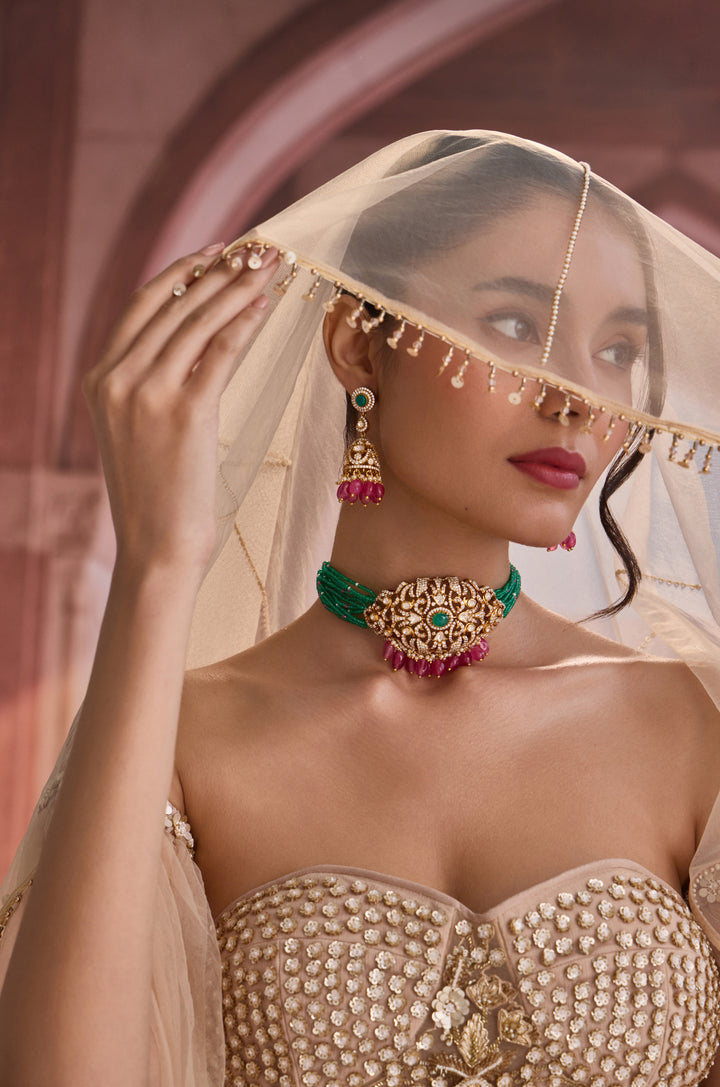 Naeema Green Silver Necklace Set